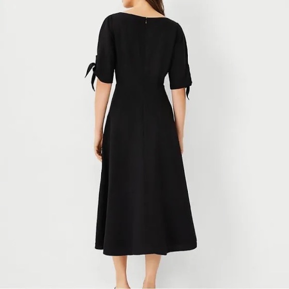 Ann Taylor Dresses | Tie Sleeve Scoop Neck Flare Dress | Color: Black | Size 12 - Picture 2 of 4
